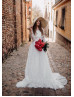 Ivory Eyelash Lace Keyhole Back Lovely Wedding Dress